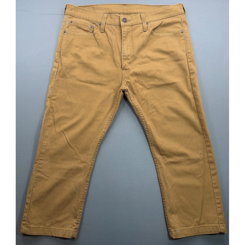 Levi's 513 Slim Straight Twill Pants Khaki Tan Altered Inseam 23.5 | Men's 36x23